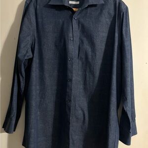 Michael Kors Dark Blue Dress Shirt Regular Fit Airsoft Stretch.